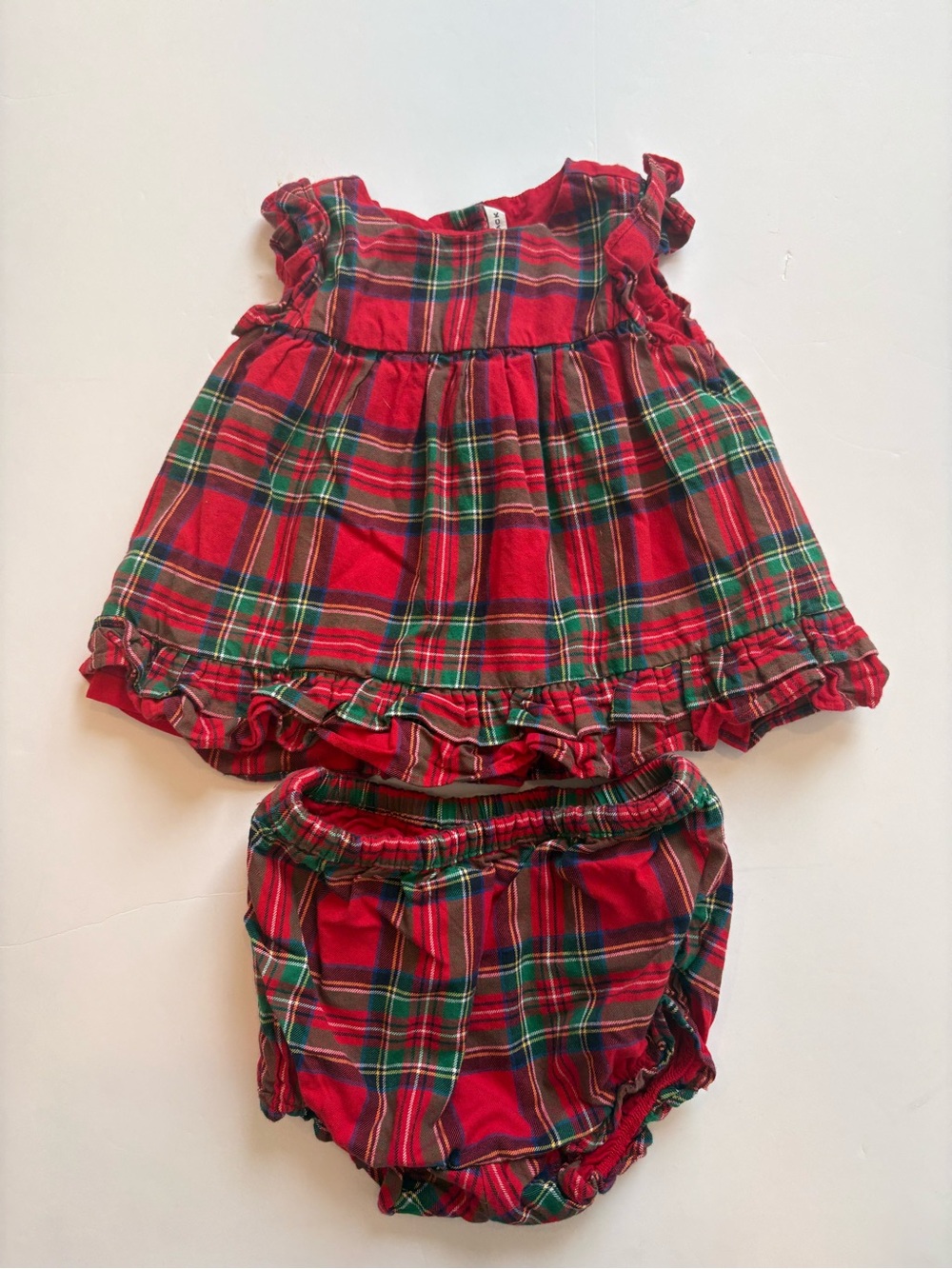 Janie & Jack Red Plaid Ruffle Dress & Bloomers 18-24months Holiday Dress
